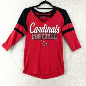 Arizona Cardinals TShirt NFL Women's Size Large 3/4 Sleeve Raglan Shirt Glitter